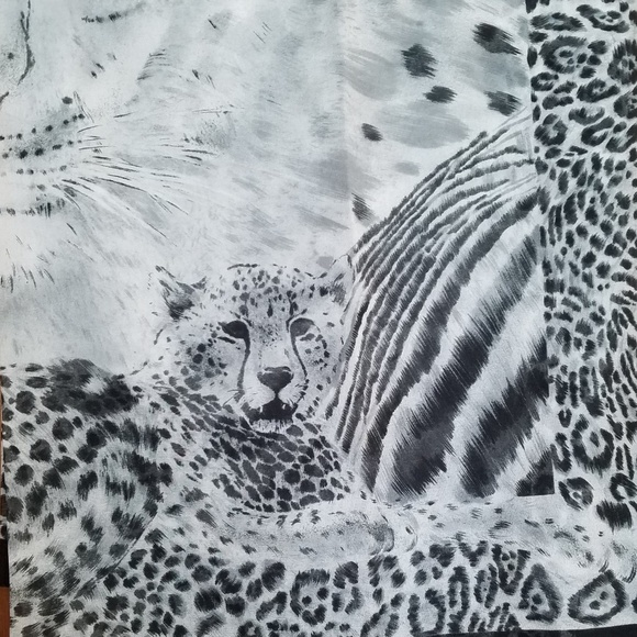 Glentex  Animal Print Scarf Large Gray Black Polyester - Picture 2 of 7